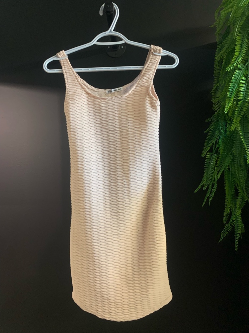 Sleeveless Textured Cream Bodycon Dress
